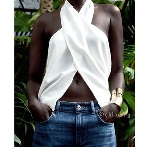 Zara CROSSED HALTER TOP